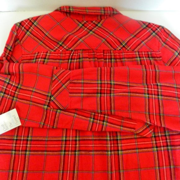 Ladies Croft & Barrow Red Plaid Extra Soft Flannel Soft Button Down Shirt Large - Picture 11 of 13